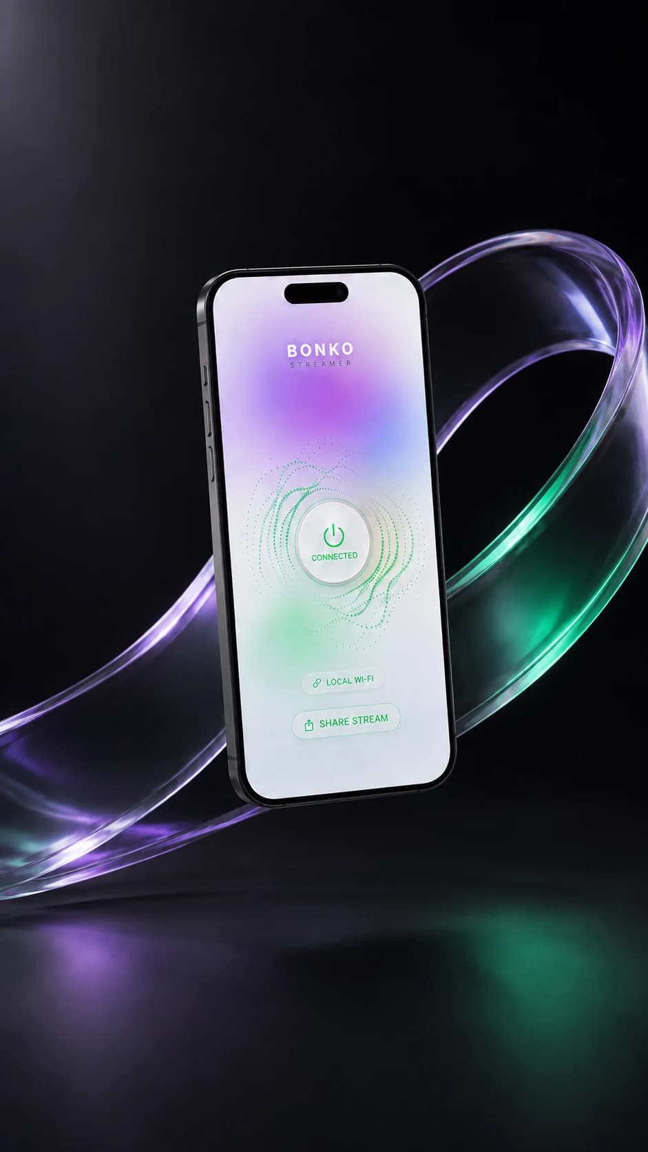 The optional BONKO iPhone app with its connected listening screen
